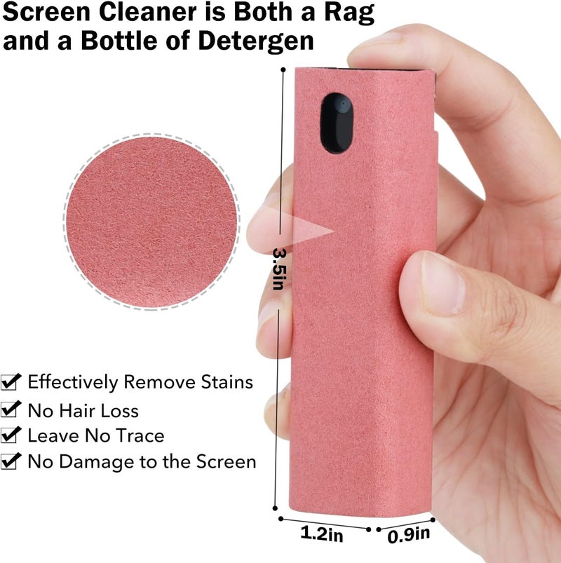usefulpro 2 Pcs Fingerprint Proof Screen Cleaner, 3 in 1Touchscreen Mist Cleaner Spray Wipe Cleaner Screen Cleaner Soft Fiber Flannel, Safe for All Phones Glasses Tablet Laptop TV Watch Screens (Pink) - Image 3